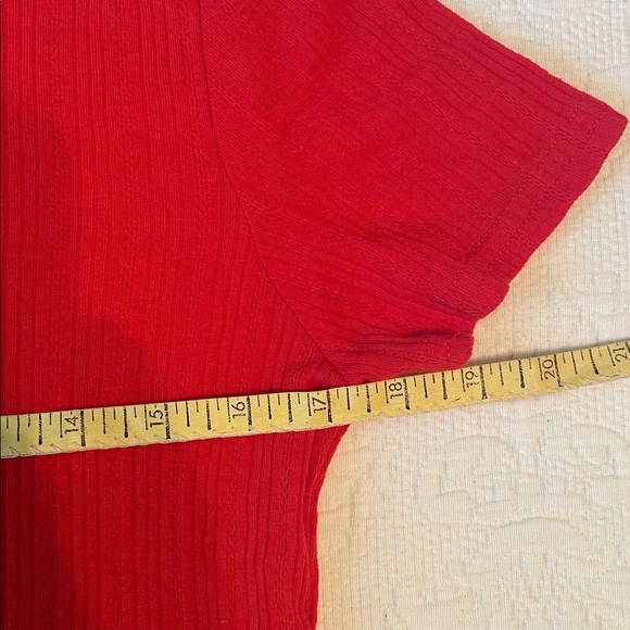 Primark Red Textured Crop Short Sleeve Layering Shirt Top Size Small EUC - Picture 3 of 5
